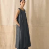 Abito a grembiule in twill di lino e cotone