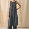 Abito a grembiule in twill di lino e cotone