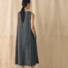 Abito a grembiule in twill di lino e cotone