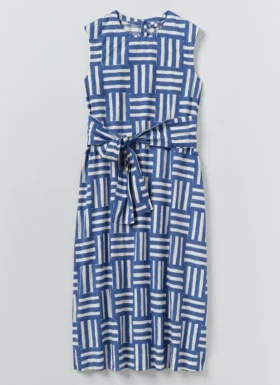 Abito a righe patchwork con stampa a blocchi