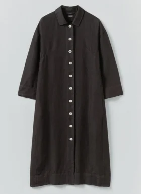 Abito camicia in lino tinto in capo con bottoni