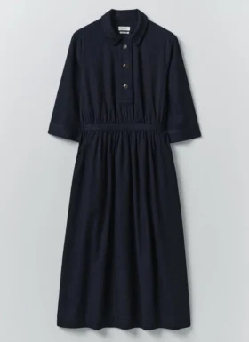 Abito camicia in twill di cotone indaco