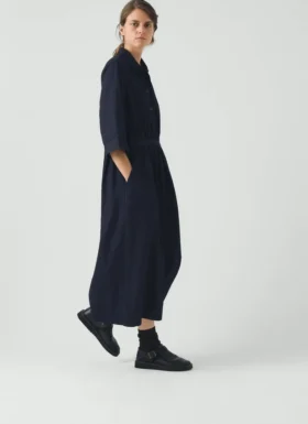 Abito camicia in twill di cotone indaco