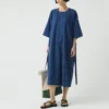 Abito in cotone a righe stile canovaccio Abito in cotone a righe stile canovaccio