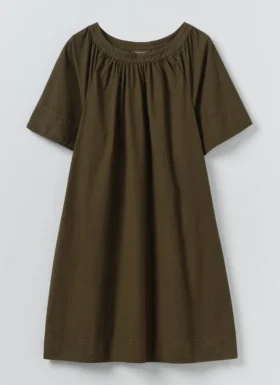 Abito in twill di cotone arricciato