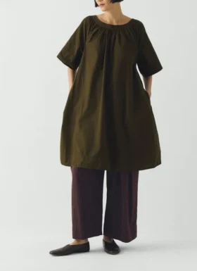 Abito in twill di cotone arricciato