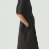Abito in twill di cotone con laccio in vita Abito in twill di cotone con laccio in vita