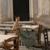Abito senza maniche con stampa a quadri in ordito Abito senza maniche con stampa a quadri in ordito