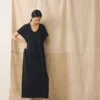Abito T-shirt in maglia di lino e cotone