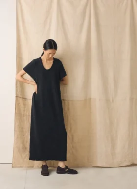 Abito T-shirt in maglia di lino e cotone