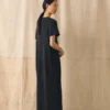 Abito T-shirt in maglia di lino e cotone