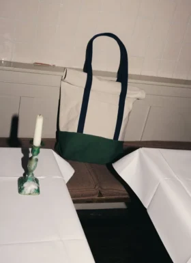 Borsa con chiusura a rotolo in tela di cotone Borsa con chiusura a rotolo in tela di cotone