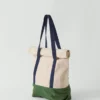 Borsa con chiusura a rotolo in tela di cotone Borsa con chiusura a rotolo in tela di cotone