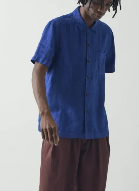Camicia a maniche corte in lino in pantaloncini