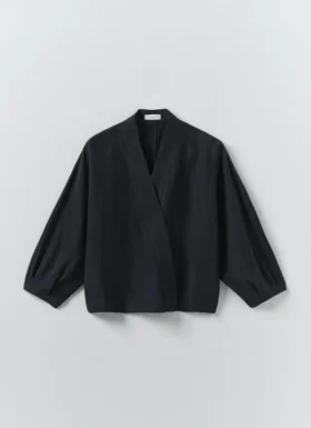 Camicia avvolgente in lino e seta
