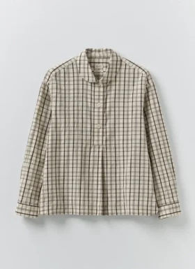 Camicia in cotone a quadri con mezza abbottonatura