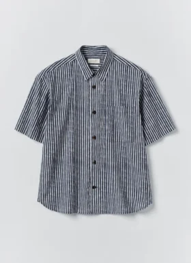 Camicia in cotone a righe con tintura naturale