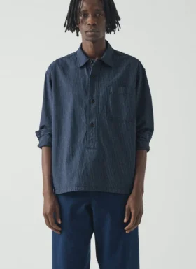 Camicia in cotone a righe ferroviarie