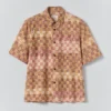 Camicia in cotone stampata a blocchi variegati Camicia in cotone stampata a blocchi variegati
