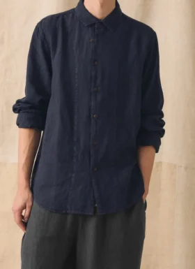 Camicia in lino con bottone ad anello