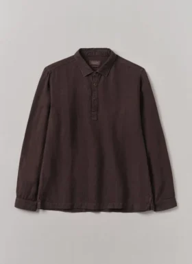 Camicia in lino con mezza abbottonatura