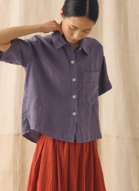 Camicia in lino leggero tinta in capo