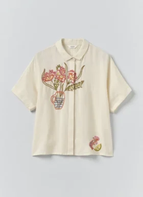 Camicia in lino ricamata Al Fresco