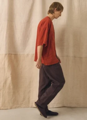 Pantaloni in lino tinti in capo Alfie