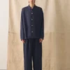 Pantaloni in lino tinti in capo con coulisse Pantaloni in lino tinti in capo con coulisse