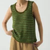Canotta in maglia di cotone e lino a righe