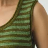 Canotta in maglia di cotone e lino a righe