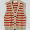 Canotta in misto lino e cotone a righe jacquard Canotta in misto lino e cotone a righe jacquard