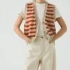 Canotta in misto lino e cotone a righe jacquard Canotta in misto lino e cotone a righe jacquard