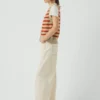 Canotta in misto lino e cotone a righe jacquard Canotta in misto lino e cotone a righe jacquard