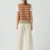 Canotta in misto lino e cotone a righe jacquard Canotta in misto lino e cotone a righe jacquard