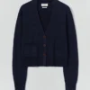 Cardigan con tasche applicate in lana e lino Cardigan con tasche applicate in lana e lino