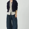 Cardigan con tasche applicate in lana e lino Cardigan con tasche applicate in lana e lino