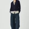 Cardigan con tasche applicate in lana e lino Cardigan con tasche applicate in lana e lino