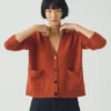 Cardigan squadrato in lana e cashmere Ffion