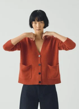 Cardigan squadrato in lana e cashmere Ffion