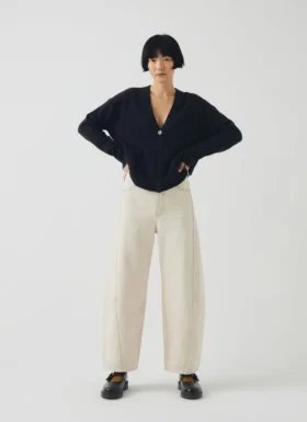 Cardigan squadrato in lana e cashmere Ffion