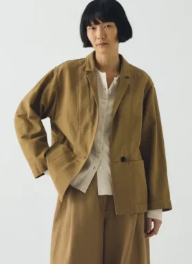 Giacca in twill di cotone e lino