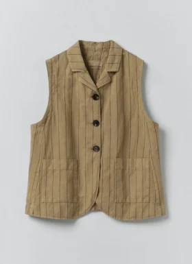 Gilet in cotone e lino a righe