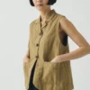 Gilet in cotone e lino a righe Gilet in cotone e lino a righe