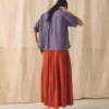 Gonna a pieghe in cotone a righe Gonna a pieghe in cotone a righe