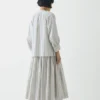 Gonna a pieghe in cotone a righe Gonna a pieghe in cotone a righe
