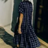 Camicia in cotone e lino a quadri