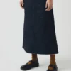 Gonna in denim indaco biologico con tasche applicate