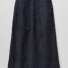 Gonna in denim indaco biologico con tasche applicate