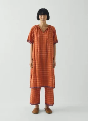 Kaftan in cotone a quadri Bistrot Kaftan in cotone a quadri Bistrot